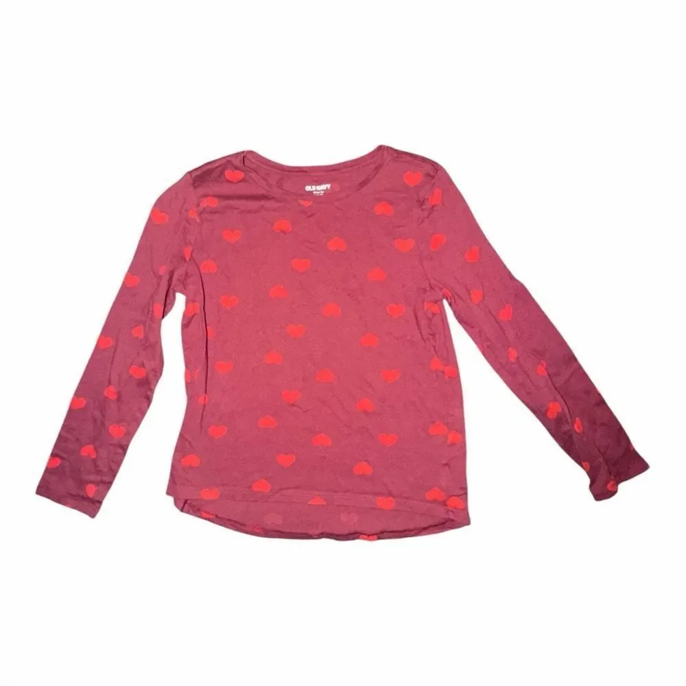 Old Navy Girls Lot (3) L 10/12 Long Sleeve T-Shirt Pink Heart Tie Dye NWT EUC